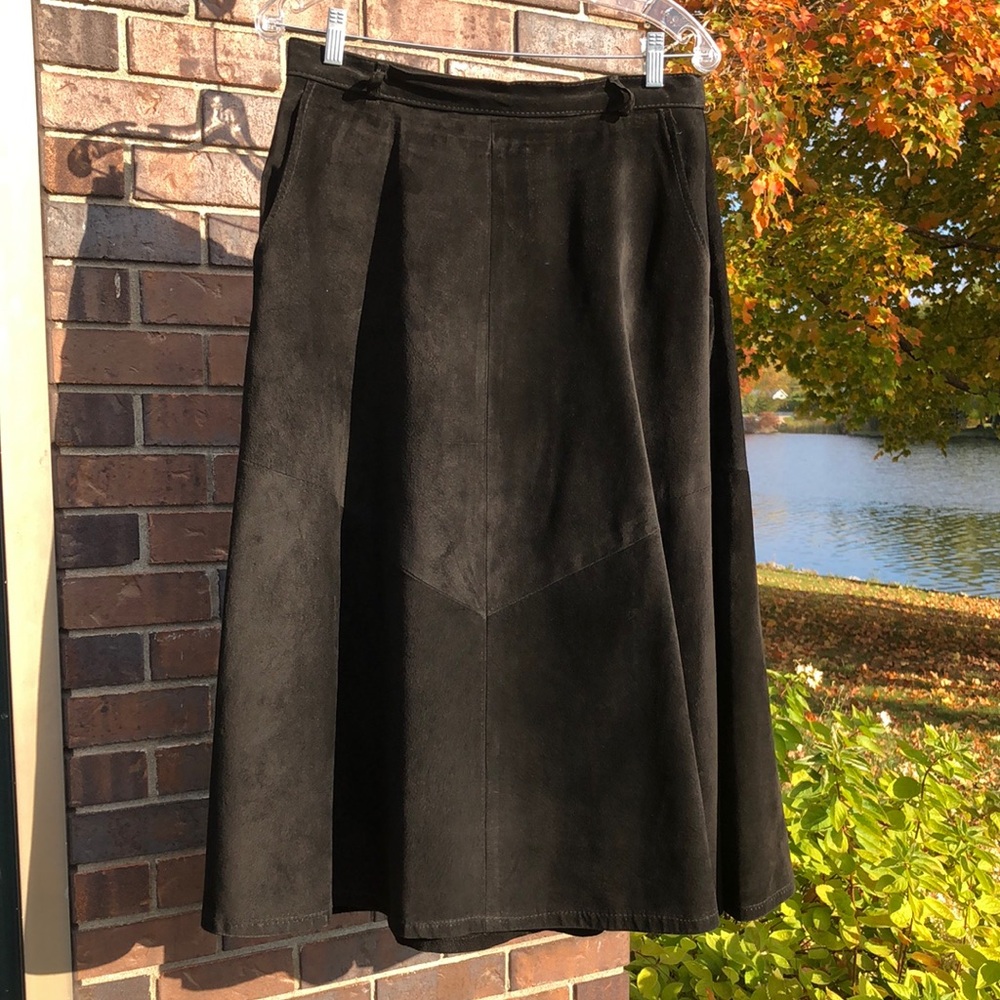 *Vintage! Black Suede A-Line Skirt - Picture 2 of 3